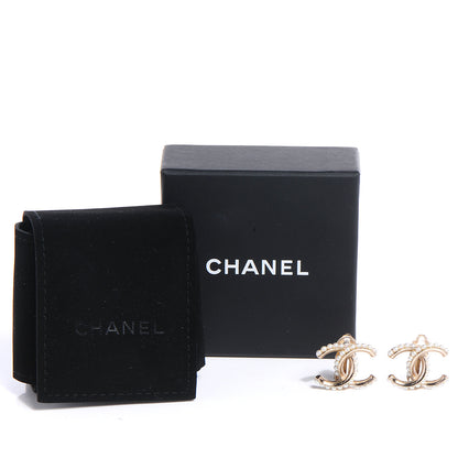 Chanel CC Pearl Clip On Earrings Light Gold 6 of 6