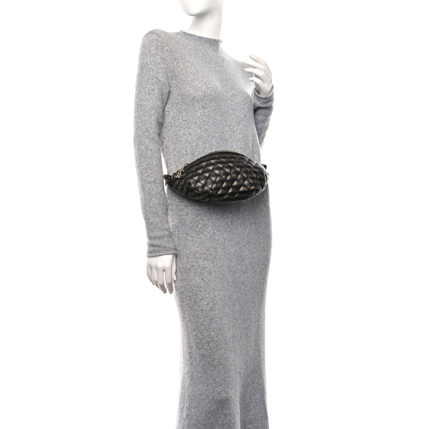 Chanel Metallic Caviar Quilted Waist Bag Black Gold 2 of 10