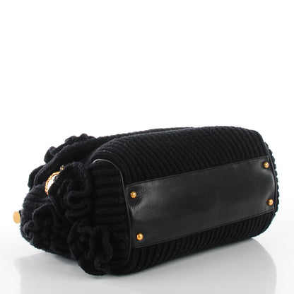 Dolce & Gabbana Wool Crocheted Miss Sicily Satchel Black 4 of 9