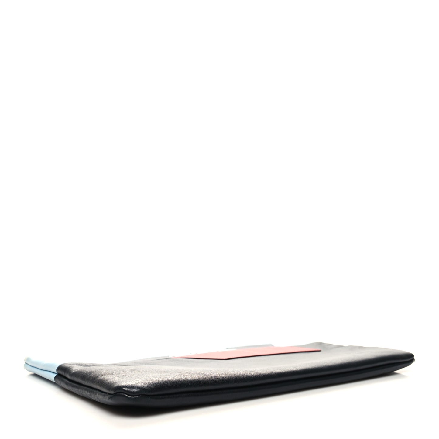 Lambskin Large Airline Zipper Cosmetic Case Blue Black Red