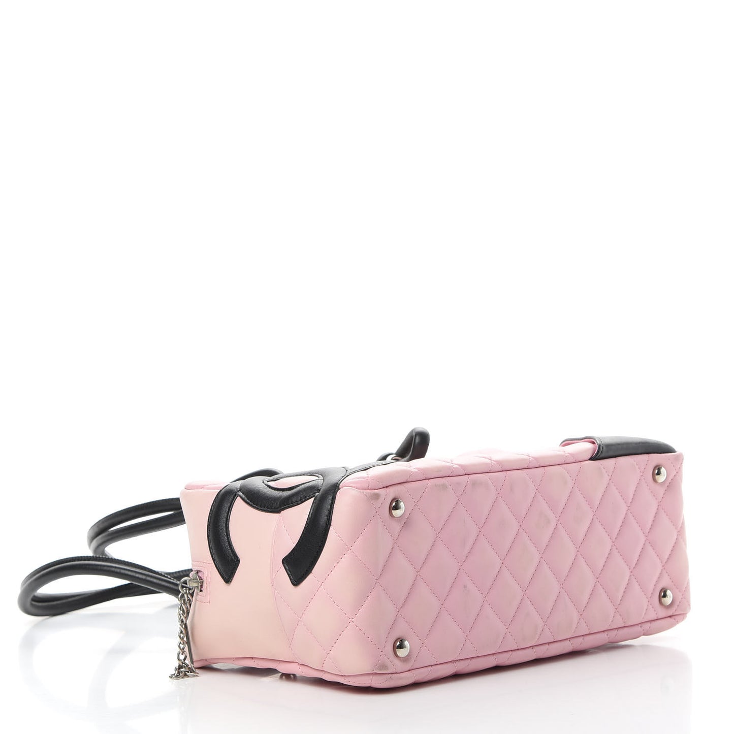 Calfskin Quilted Large Cambon Bowler Pink Black