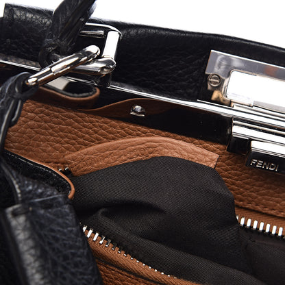 Fendi Cuoio Romano Selleria Bi-Color Medium Peekaboo Iconic Satchel Black Mou 9 of 13