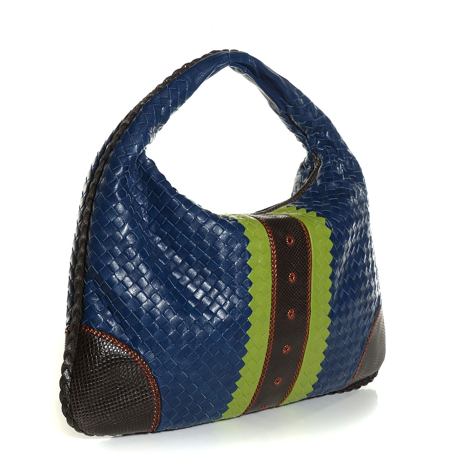 Bottega Veneta Shiny Goatskin Intrecciato Karung Large Veneta Hobo Cobalt 3 of 9