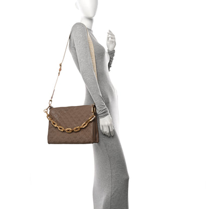 Louis Vuitton Lambskin Embossed Monogram Coussin MM Taupe 2 of 9