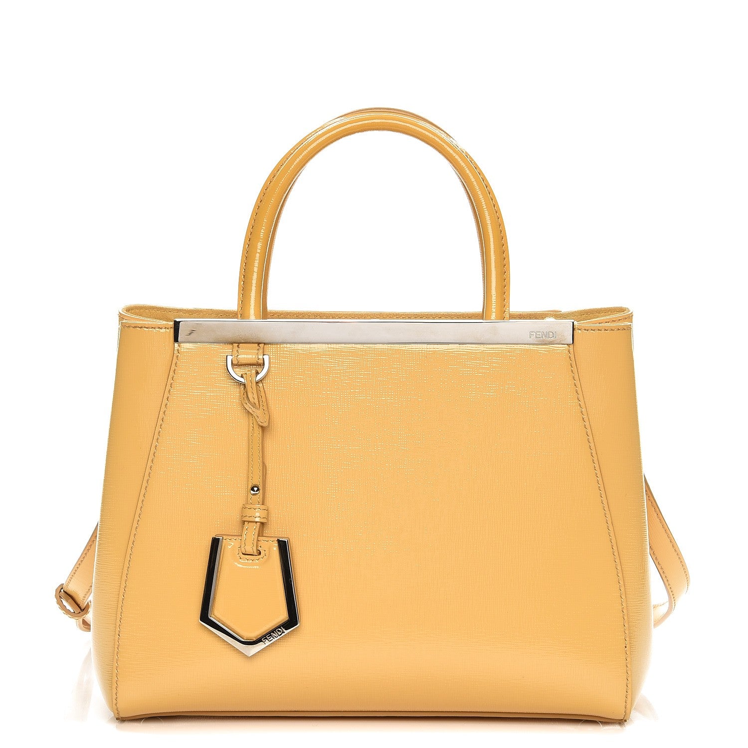 Fendi Vitello Vernice Camoscio Petite 2Jours Tote Alchemy Yellow 1 of 16
