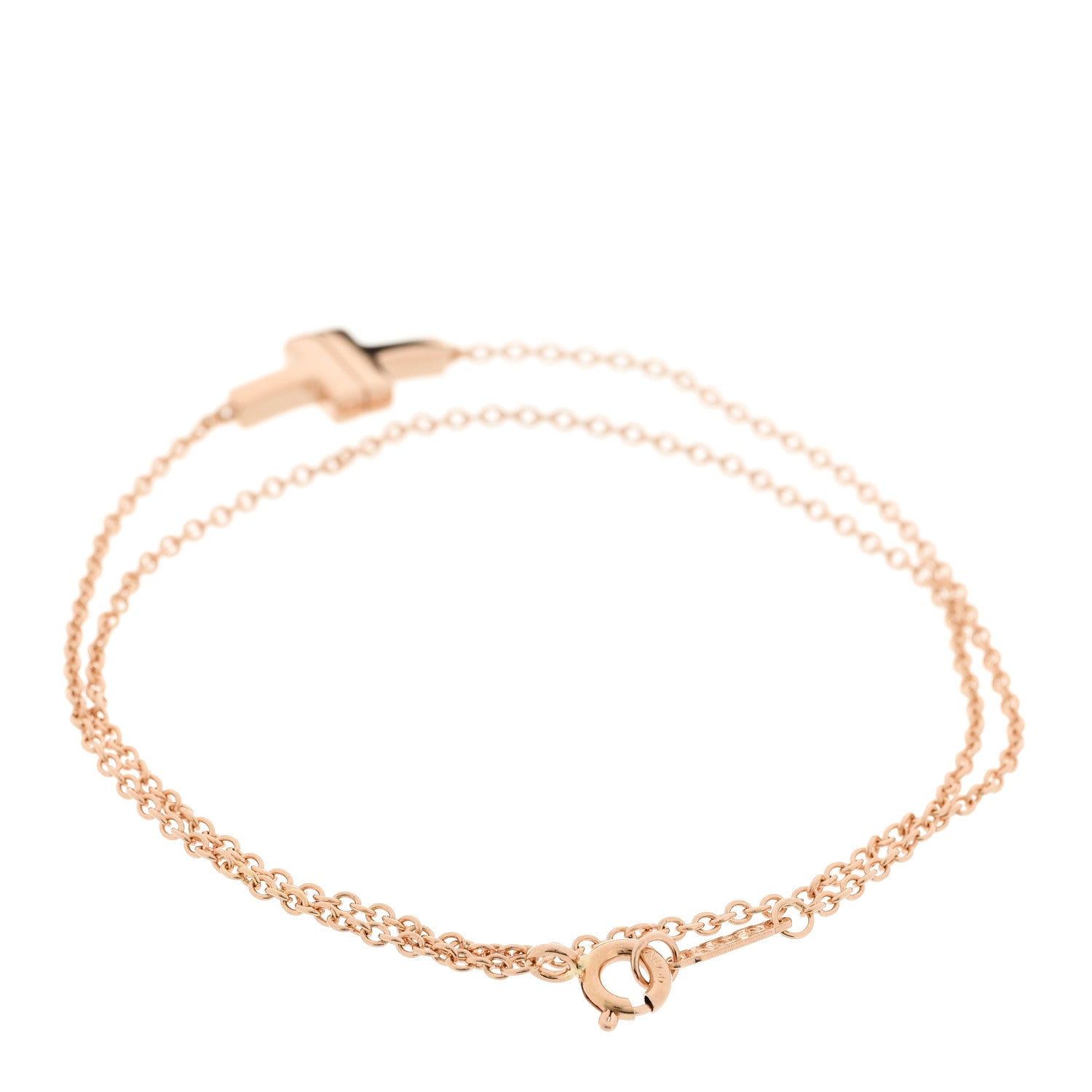 Tiffany 18K Rose Gold T Double Chain Bracelet 2 of 5