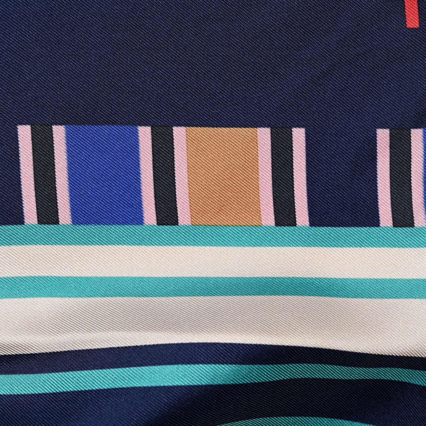 Silk CC Square Scarf Navy Multicolor