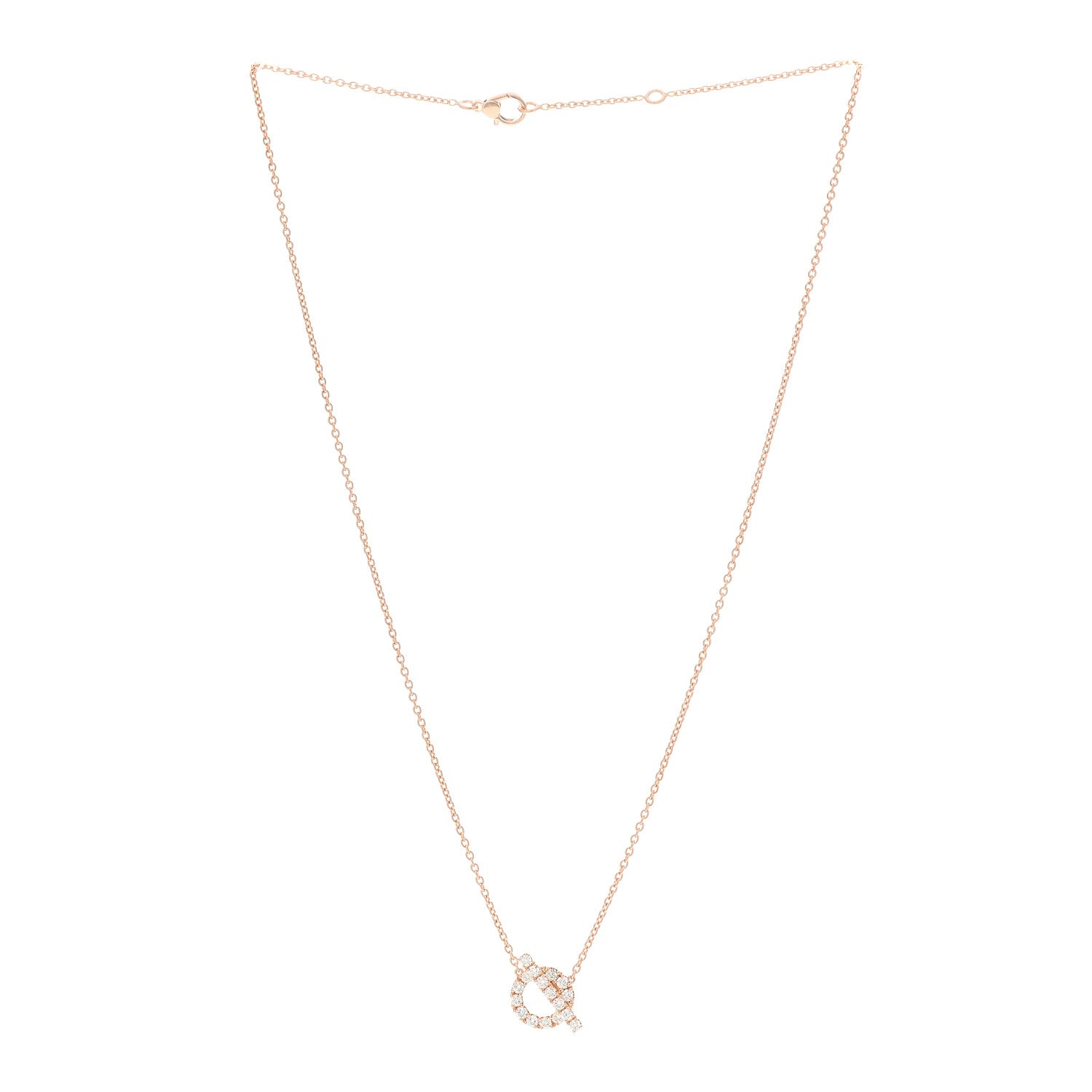 Hermes 18K Rose Gold Diamond Finesse Pendant Necklace 3 of 5