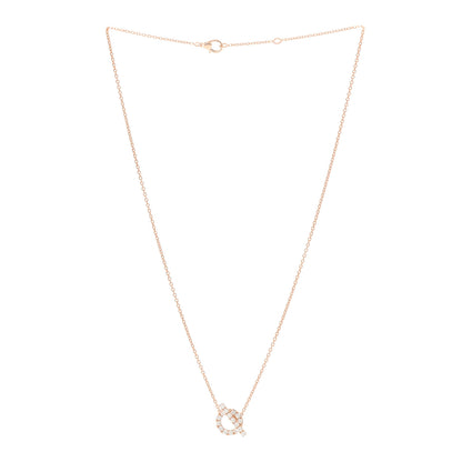 Hermes 18K Rose Gold Diamond Finesse Pendant Necklace 3 of 5