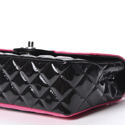Chanel Patent Calfskin Quilted Bi-Color Mini Rectangular Flap Pink Black 6 of 9