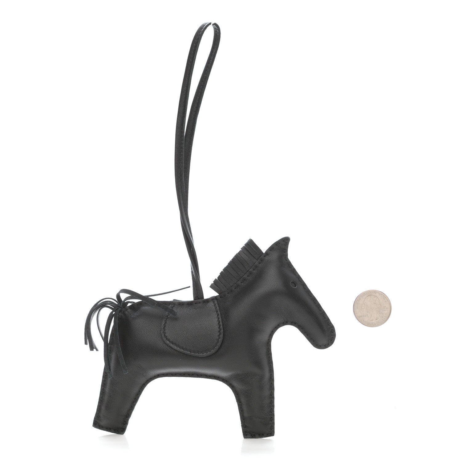 Hermes Milo Lambskin Grigri Rodeo Horse Bag Charm GM So Black 2 of 5