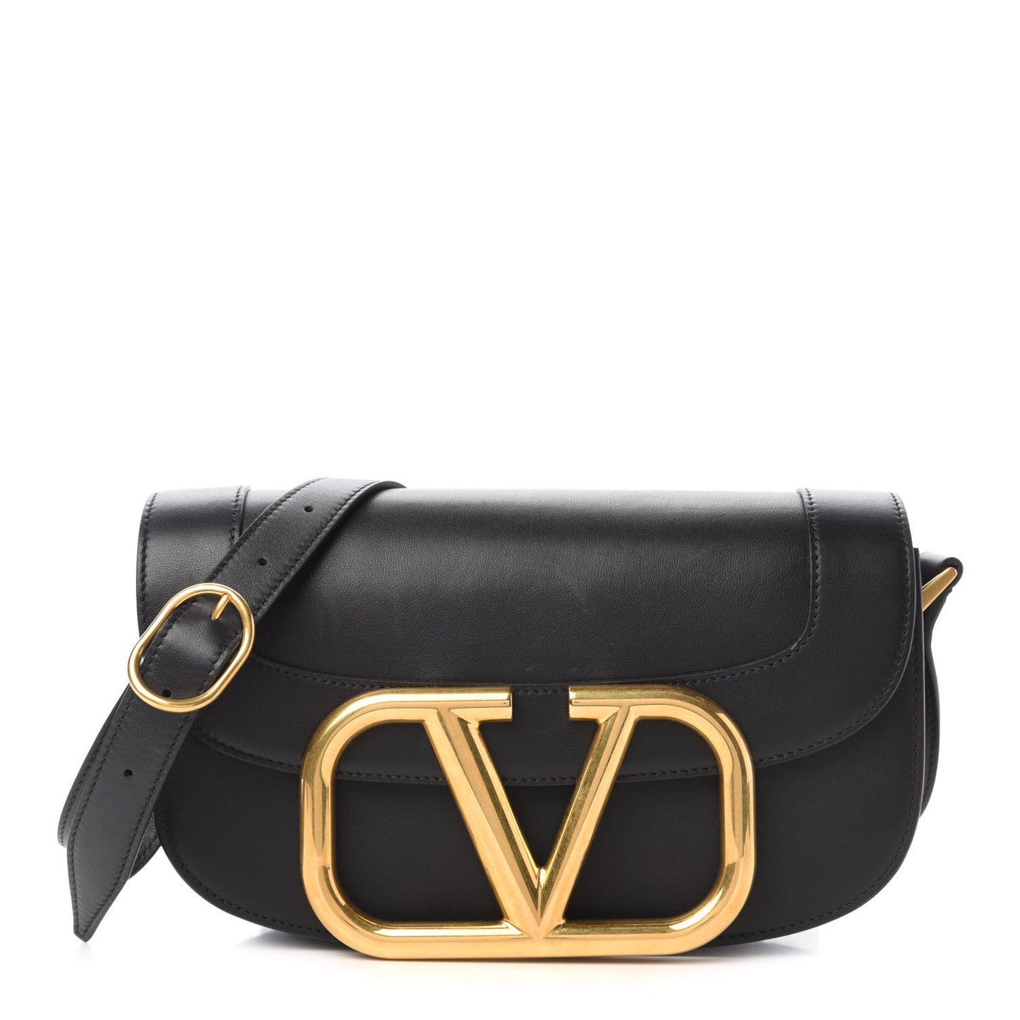 Smooth Calfskin Supervee Shoulder Bag Black