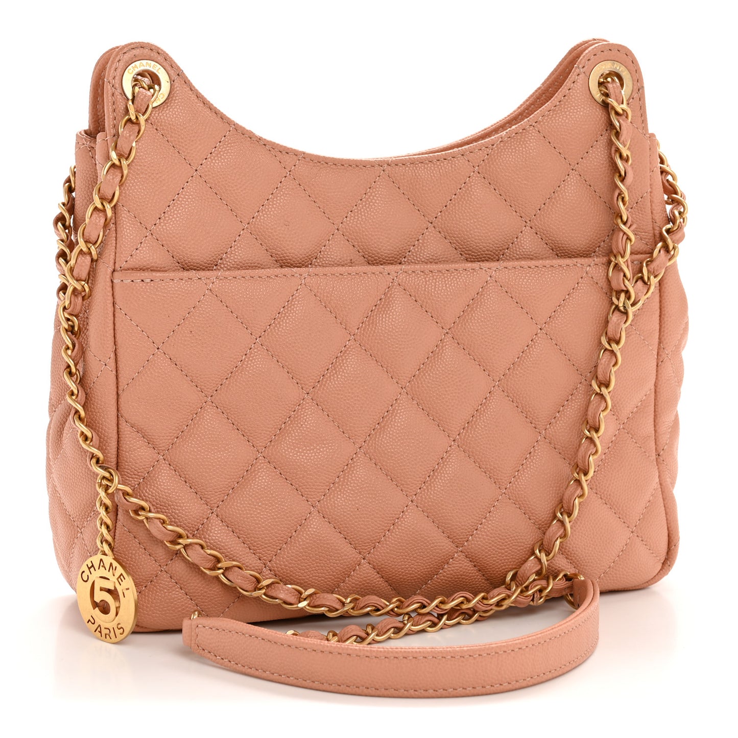 Caviar Quilted Wavy CC Hobo Beige