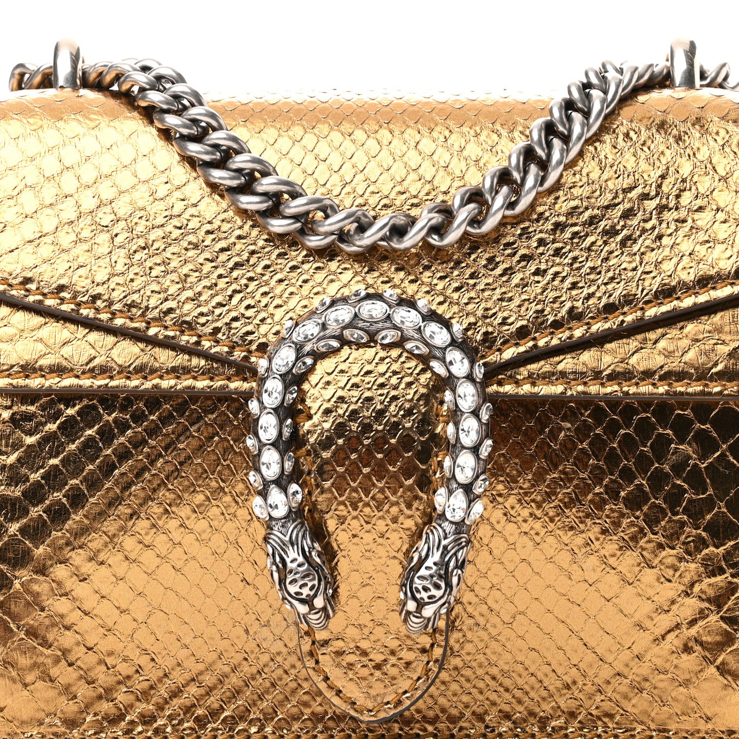 Snakeskin Mini Dionysus Shoulder Bag Gold