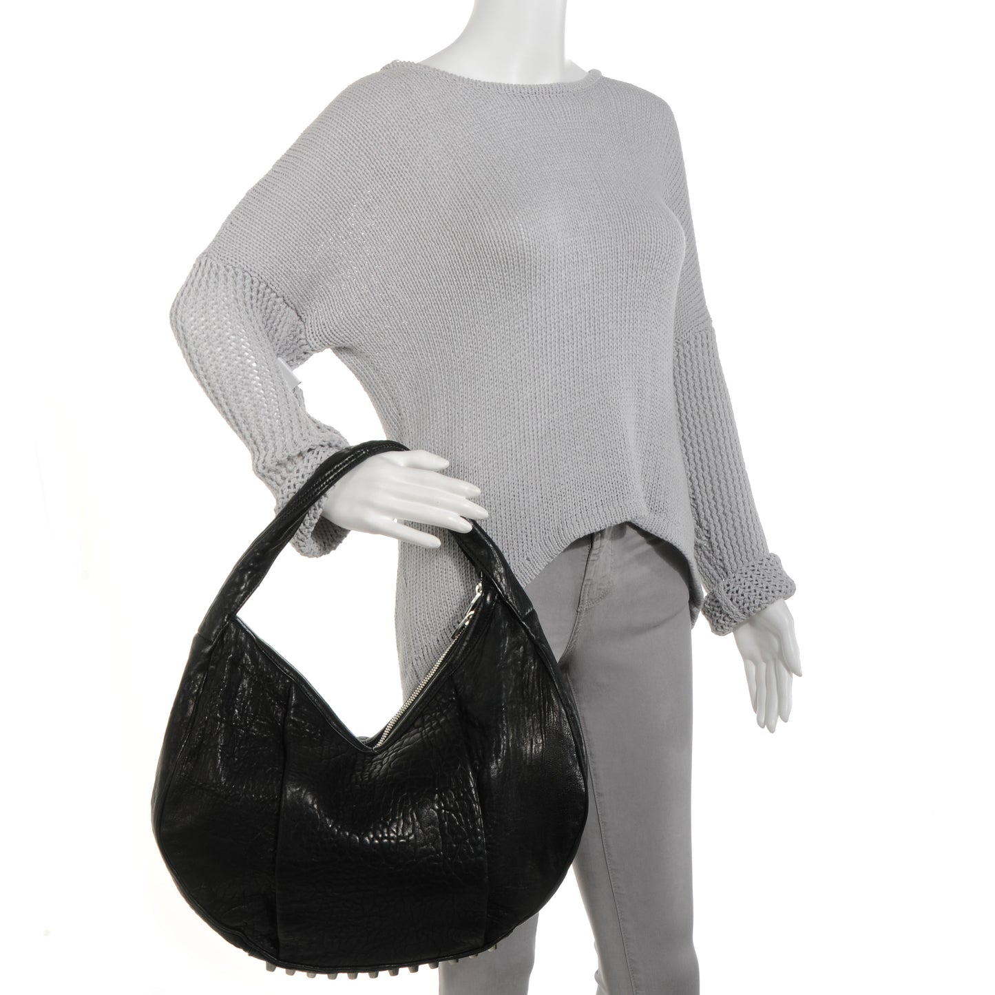 Textured Lambskin Morgan Hobo Black