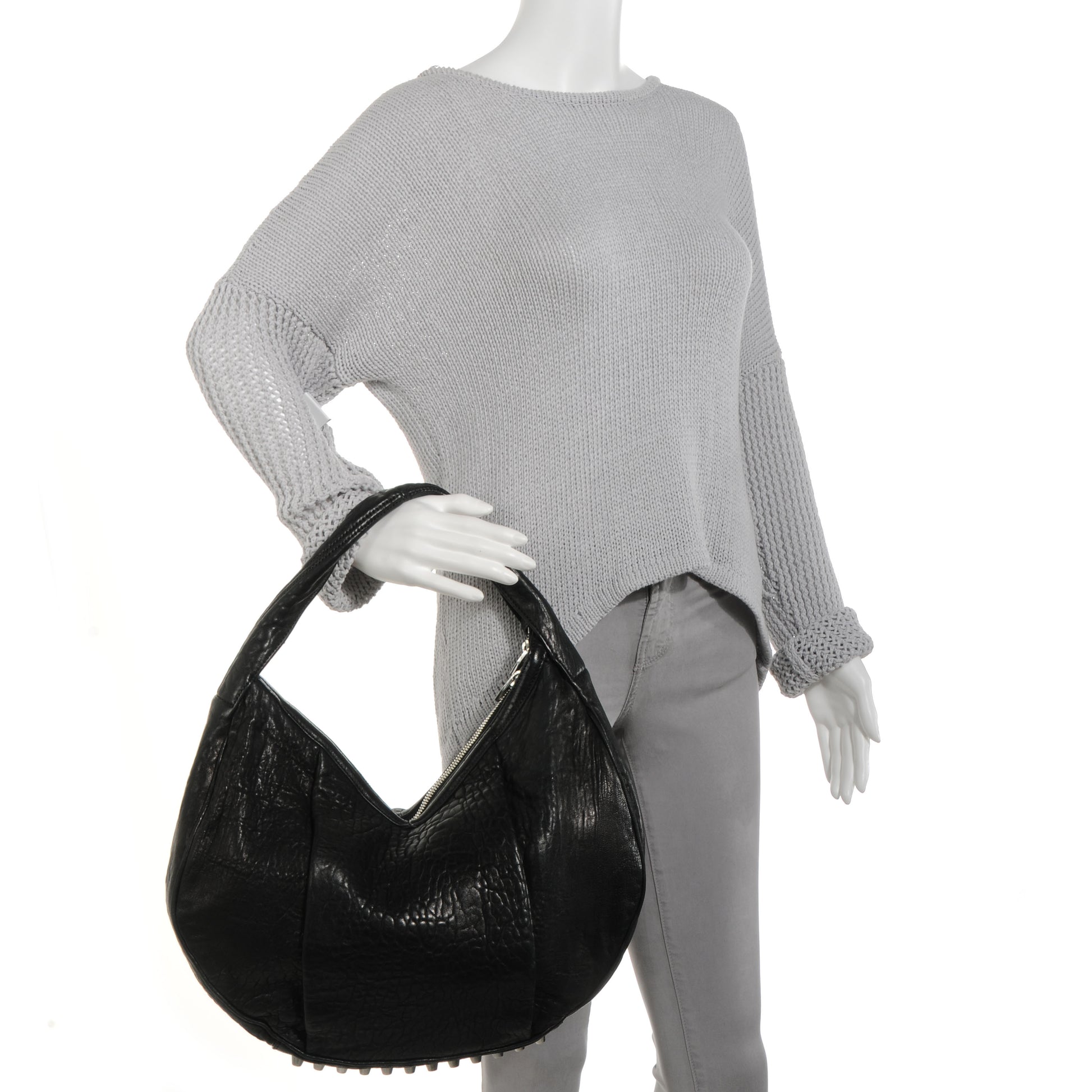 Alexander Wang Textured Lambskin Morgan Hobo Black 2 of 6