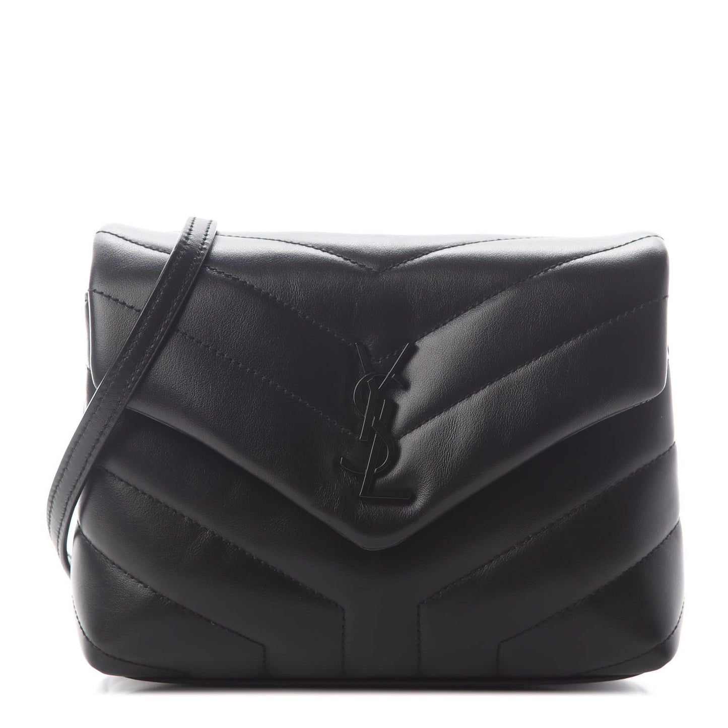 Calfskin Y Quilted Monogram Toy Loulou Crossbody Bag Black
