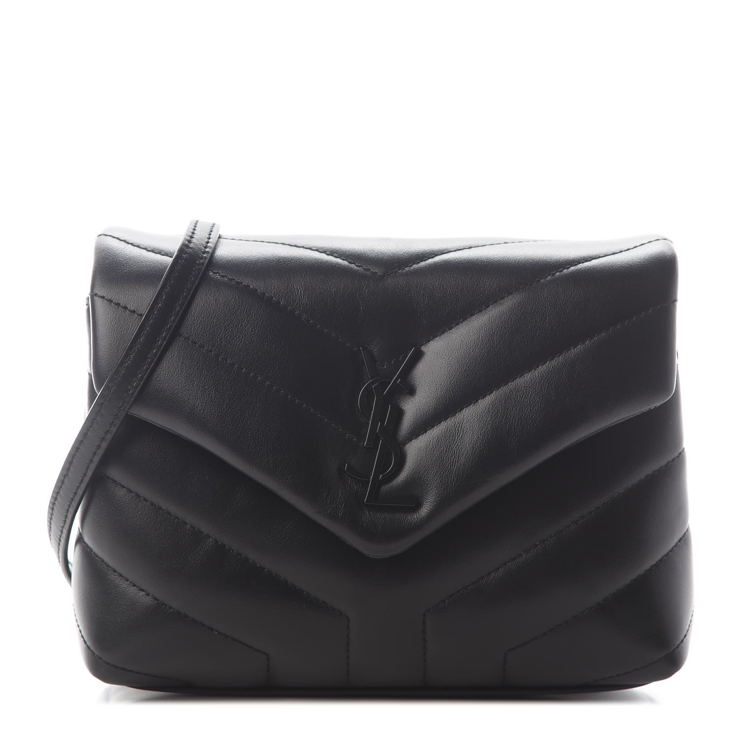 Saint Laurent Calfskin Y Quilted Monogram Toy Loulou Crossbody Bag Black 1 of 8