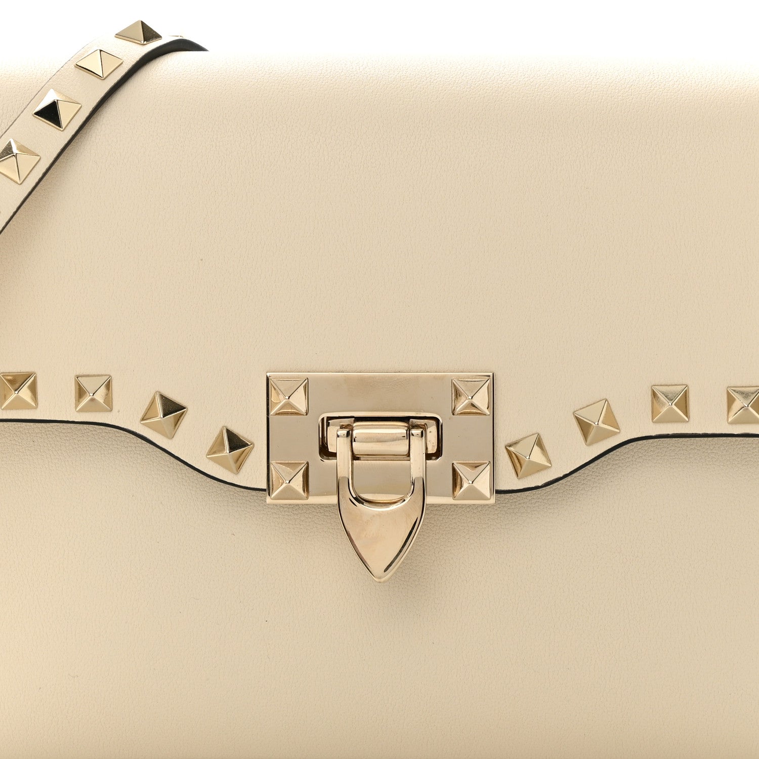 Valentino Garavani Vitello Medium Rockstud Flip Lock Crossbody Bag Light Ivory 7 of 9