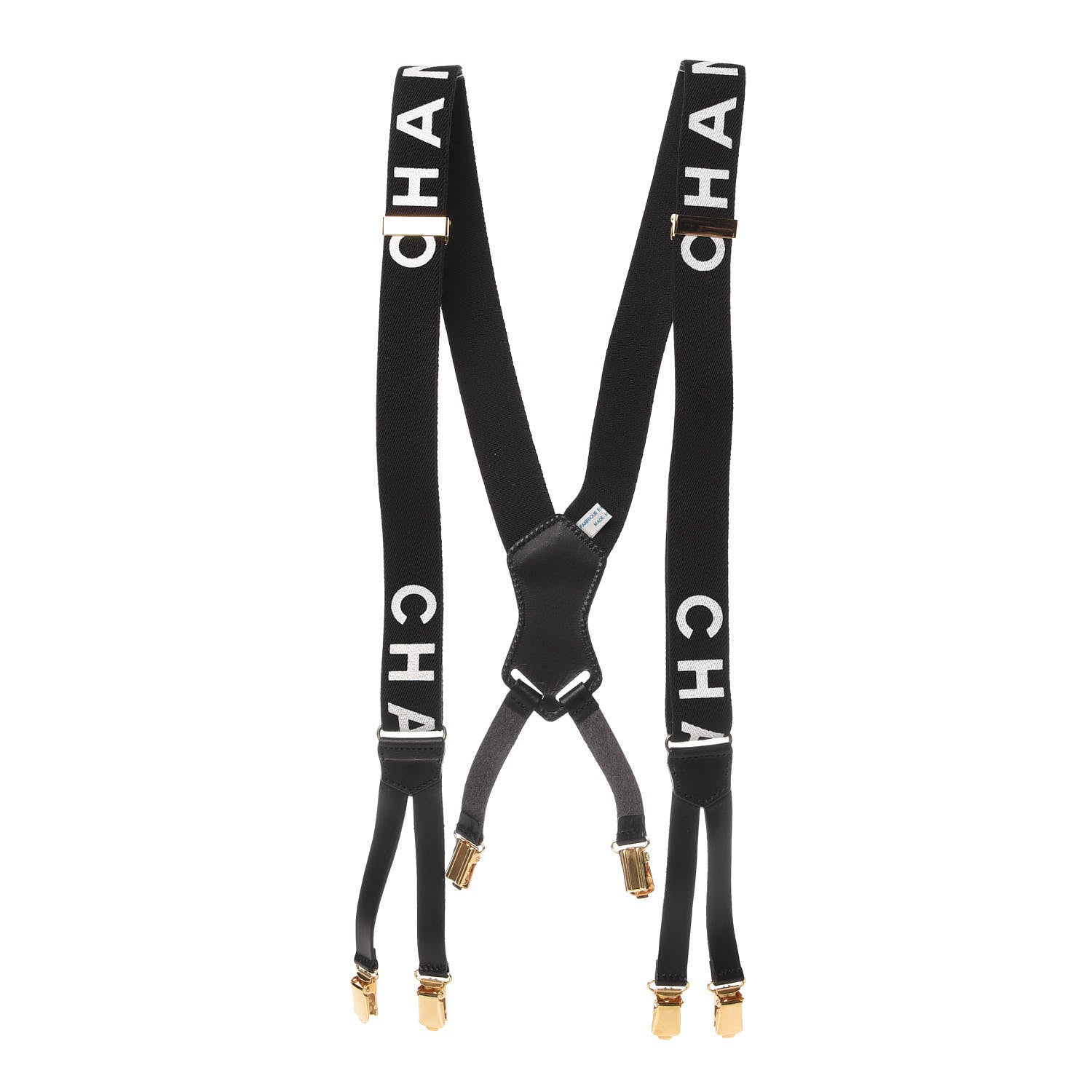 Chanel Logo Suspenders Black White 1 of 9