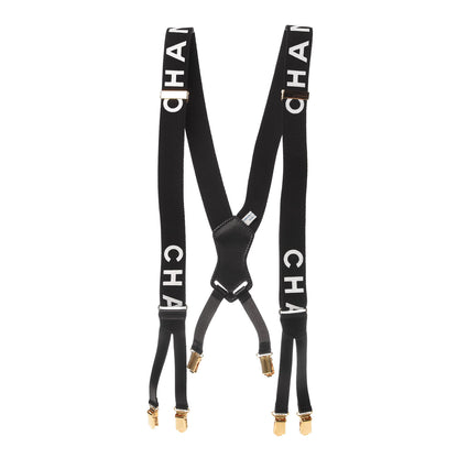 Chanel Logo Suspenders Black White 1 of 9