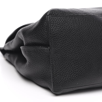 Gucci Pebbled Calfskin Large Bamboo Daily Top Handle Bag Black 7 of 10