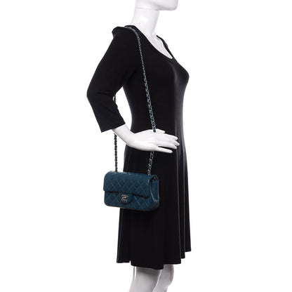Chanel Lambskin Quilted Mini Rectangular Flap Dark Blue 2 of 11