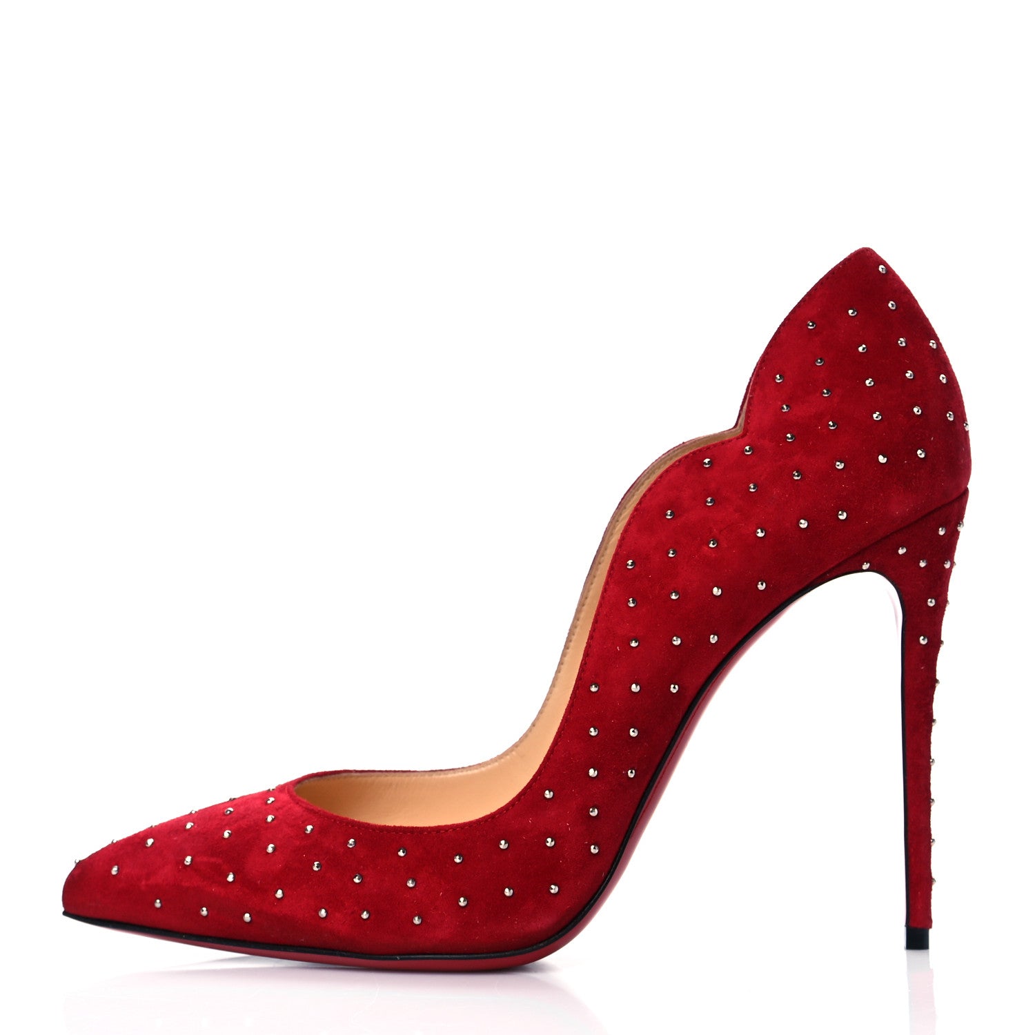 Christian Louboutin Suede Studded Hot Chick 100 Pumps 39.5 Red 1 of 8