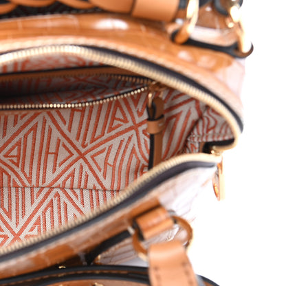 Chloe Calfskin Crocodile Embossed Small Daria Autumnal Brown 6 of 10