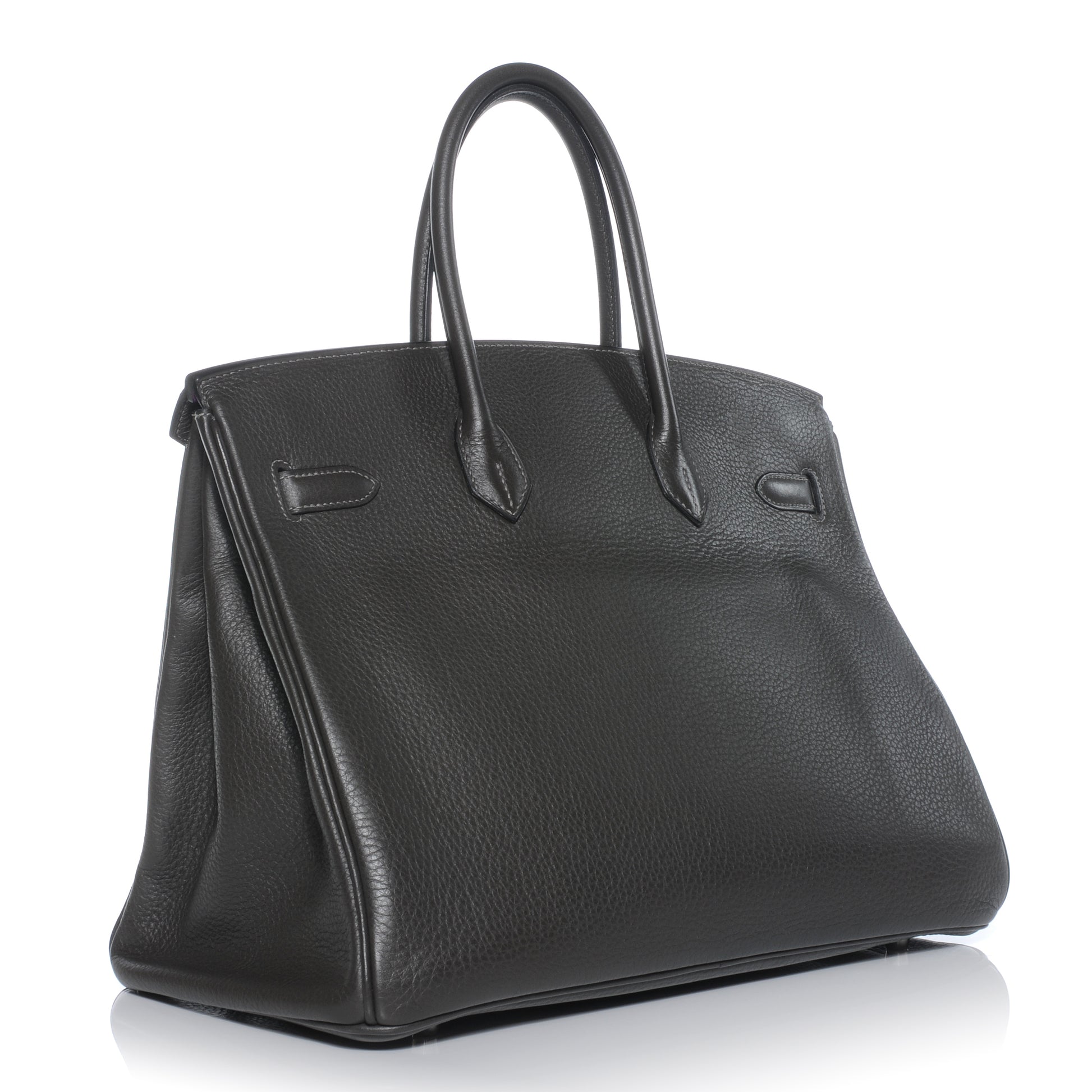 Hermes Taurillon Clemence Bi Color Horseshoe Birkin 35 Graphite Violet 4 of 12