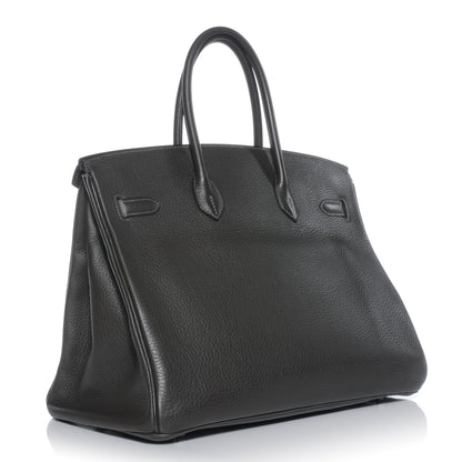 Hermes Taurillon Clemence Bi Color Horseshoe Birkin 35 Graphite Violet 4 of 12