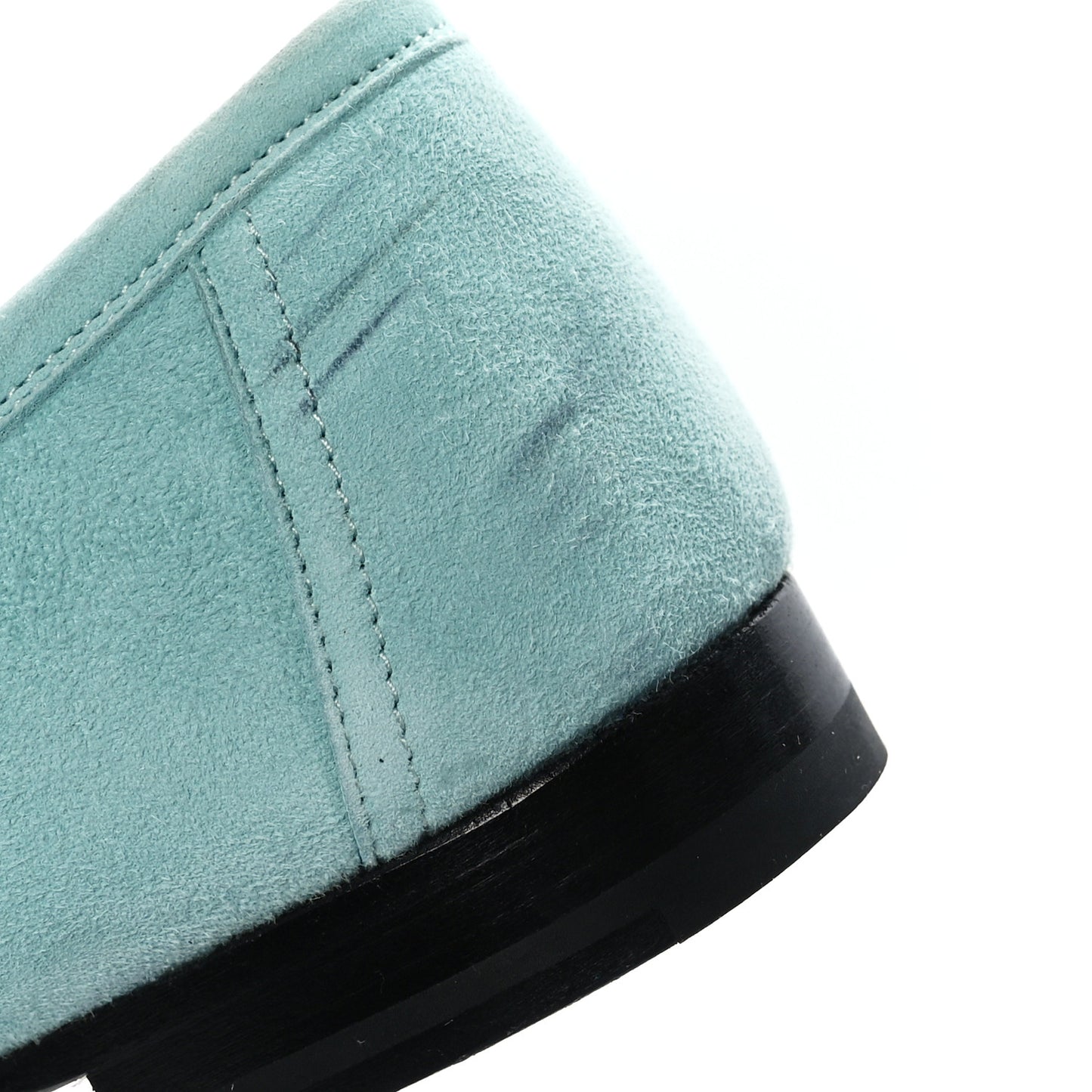 Suede Goatskin Womens Royal Loafers 39.5 Vert Ebrun