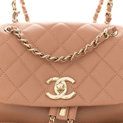 Chanel Shiny Caviar Quilted Medium Duma Pockets Drawstring Backpack Dark Beige 8 of 11