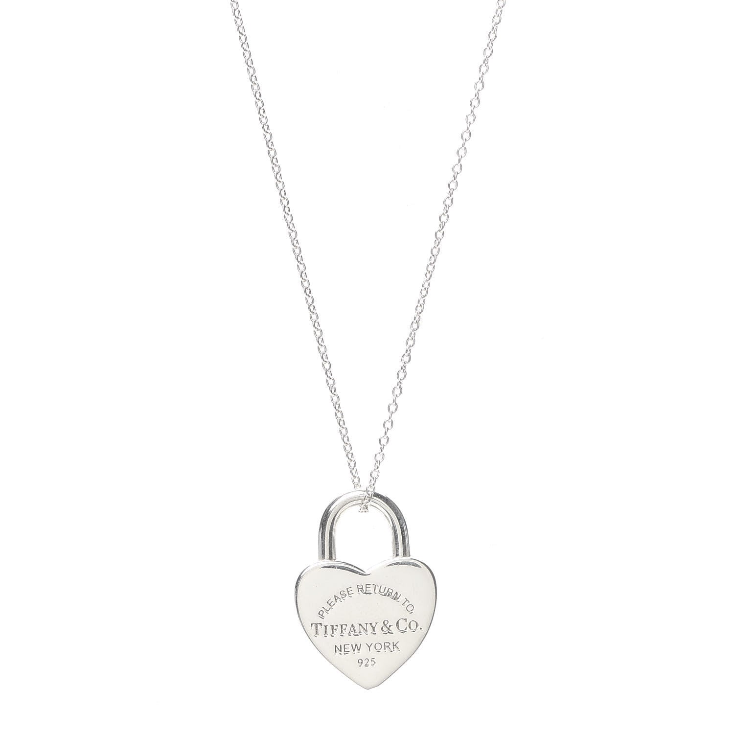 Tiffany Sterling Silver Return to Heart Lock Pendant Necklace 1 of 5