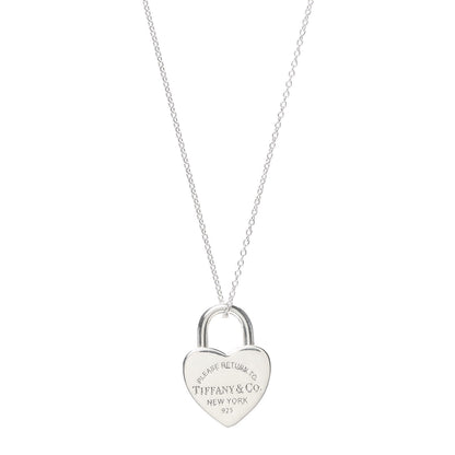 Tiffany Sterling Silver Return to Heart Lock Pendant Necklace 1 of 5