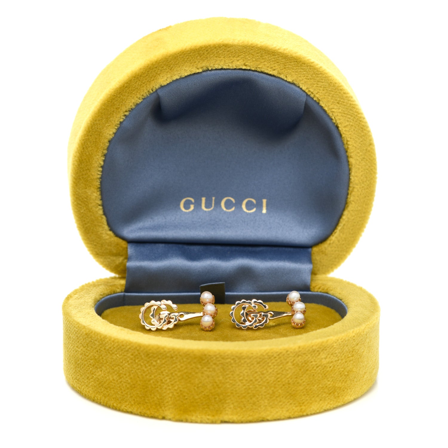 Gucci 18K Yellow Gold Pearl GG Running Earrings 5 of 5