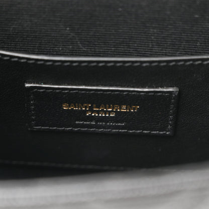 Saint Laurent Grain De Poudre Textured Mixed Matelasse Triquilt Small Monogram Satchel Black 7 of 13