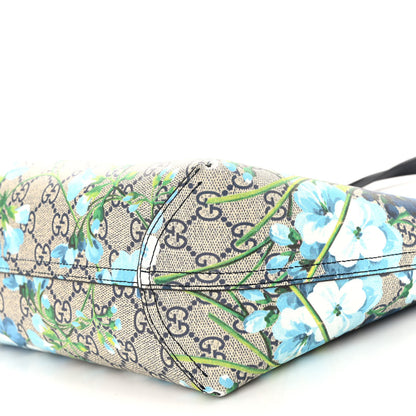 Gucci GG Supreme Monogram Blooms Small Reversible Tote Beige Blue Navy 14 of 15