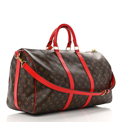 Louis Vuitton Calfskin Monogram Keepall Bandouliere 50 Coquelicot 2 of 12