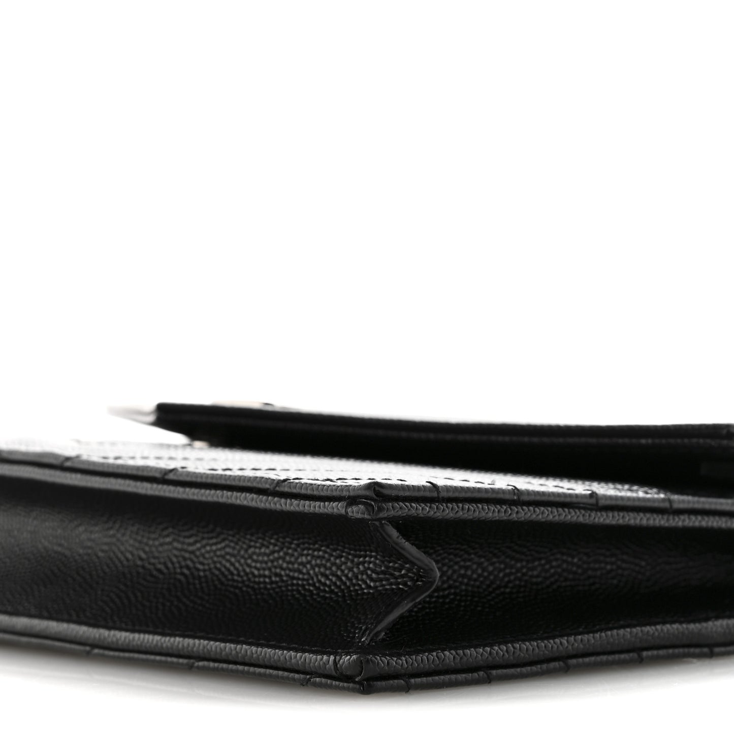 Grain De Poudre Matelasse Chevron Monogram Envelope Chain Wallet Black