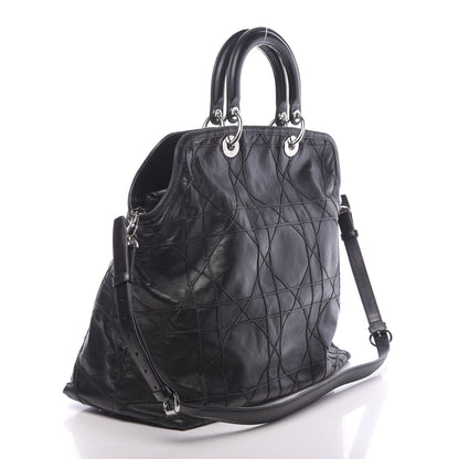 Christian Dior Lambskin Cannage Large Granville Tote Black 3 of 14