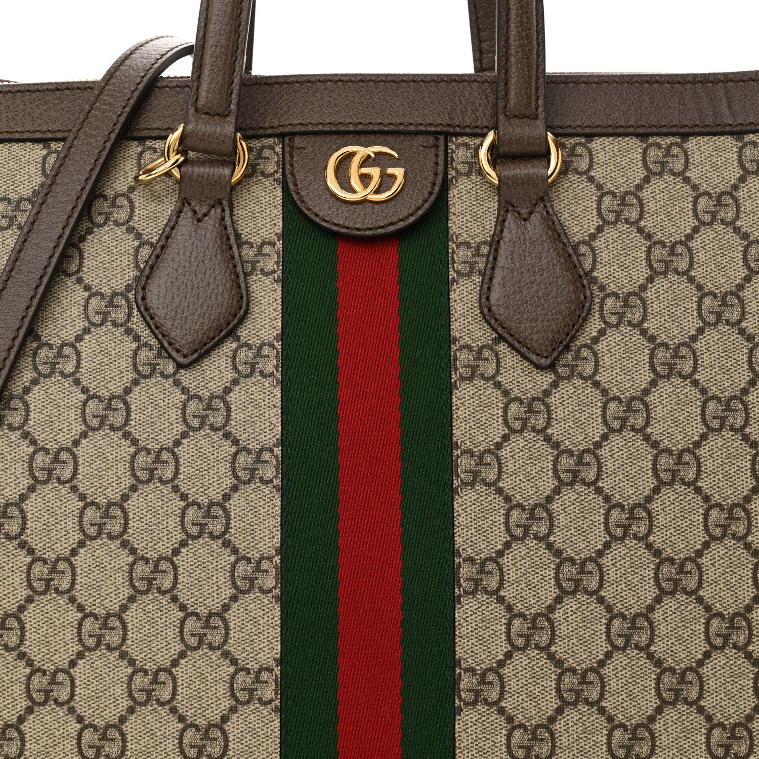 Gucci GG Supreme Monogram Web Medium Ophidia Tote Bag Brown 7 of 9