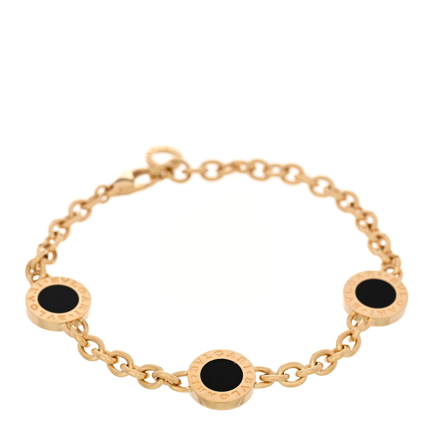 18K Yellow Gold Mother of Pearl Black Onyx BVLGARI BVLGARI Three Station Bracelet