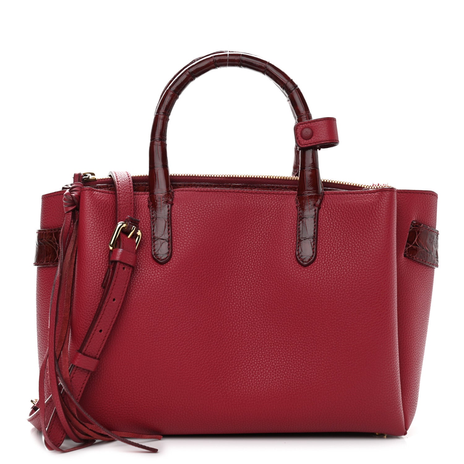 Nancy Gonzalez Calfskin Crocodile Cristie Satchel Red 3 of 17