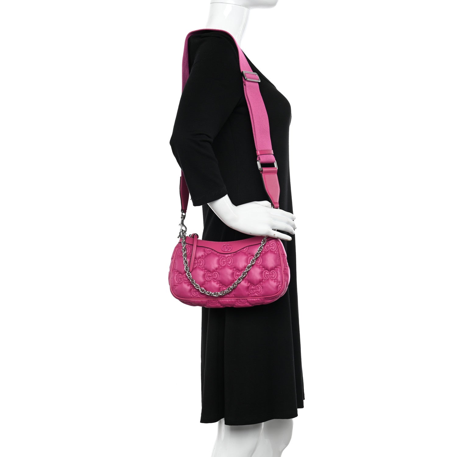 Gucci Nylon Calfskin Enamel GG Matelasse Chain Handbag Lovely 2 of 10