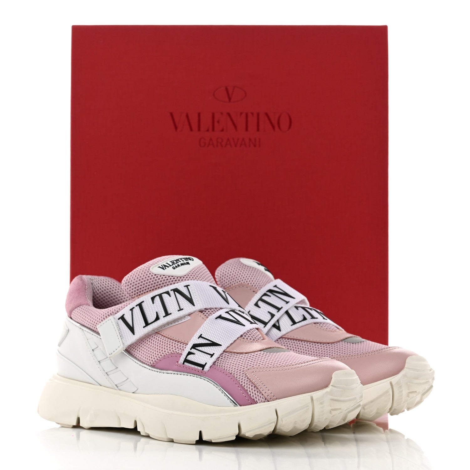 Valentino Garavani Stretch Knit VLTN Heroes Her Sneakers 37 Water Rose White Giacinto 9 of 9