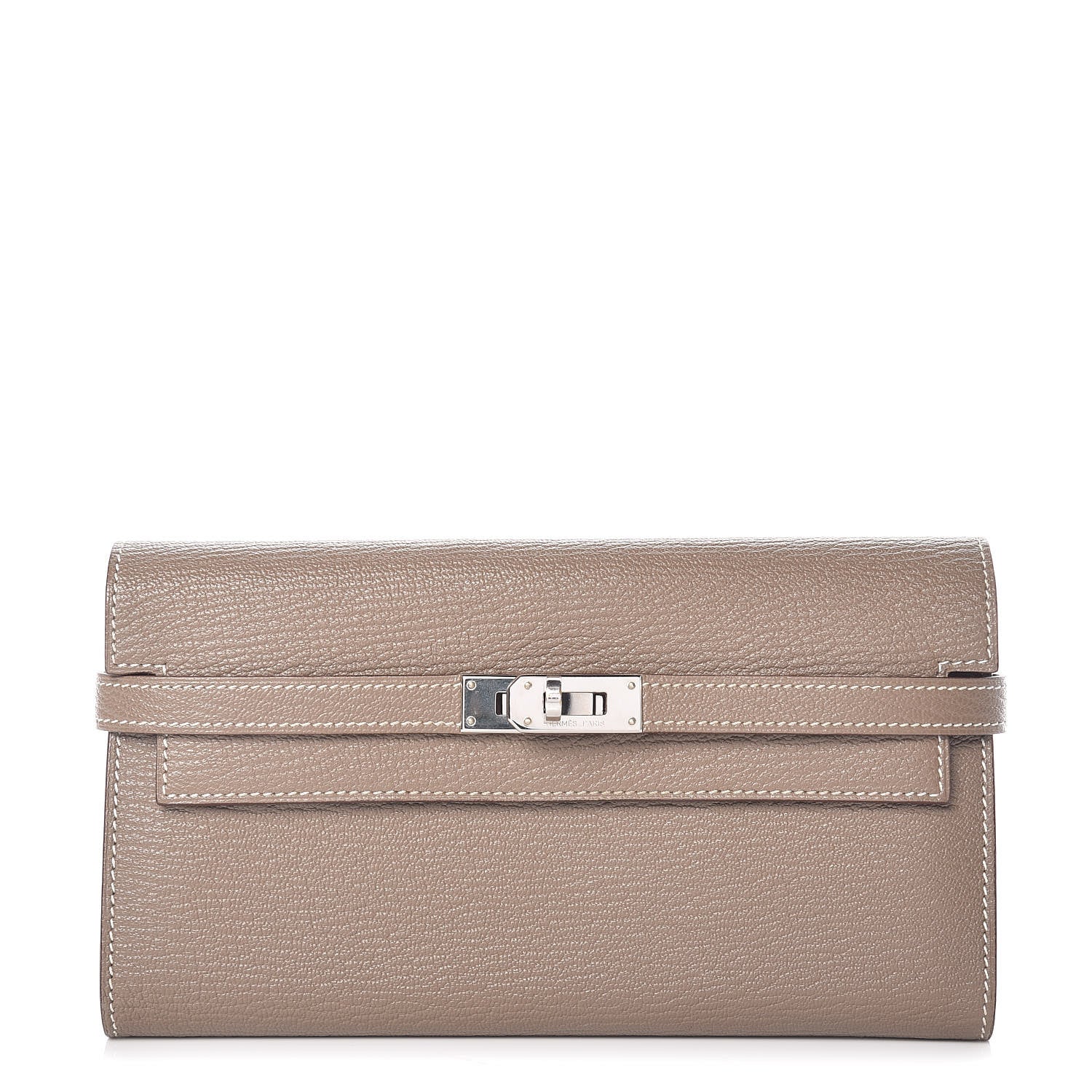 Hermes Chevre Mysore Kelly Longue Wallet Etoupe 1 of 10