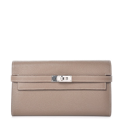 Hermes Chevre Mysore Kelly Longue Wallet Etoupe 1 of 10