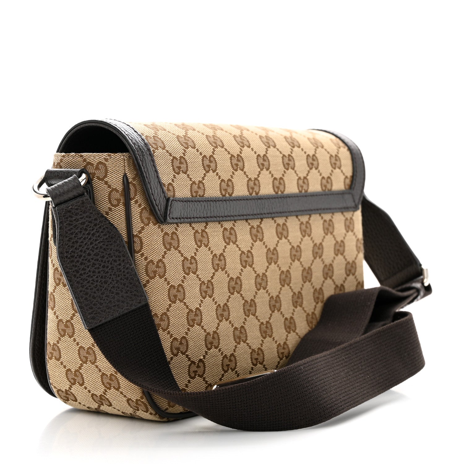 Gucci Monogram Flap Messenger Bag Beige Dark Brown 3 of 11