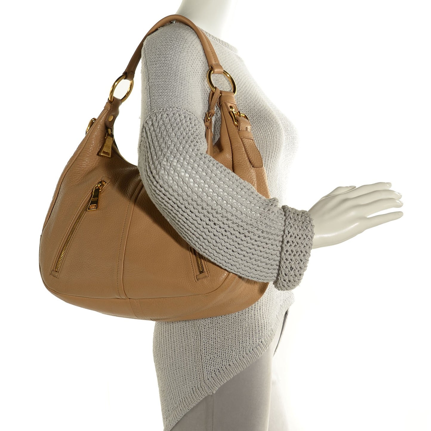 Vitello Daino Double Zip Hobo Sabbia